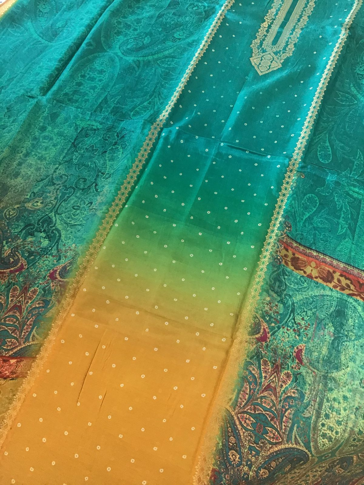 Pure Upada Silk Printed Banarasi Weaved Suit - Blue