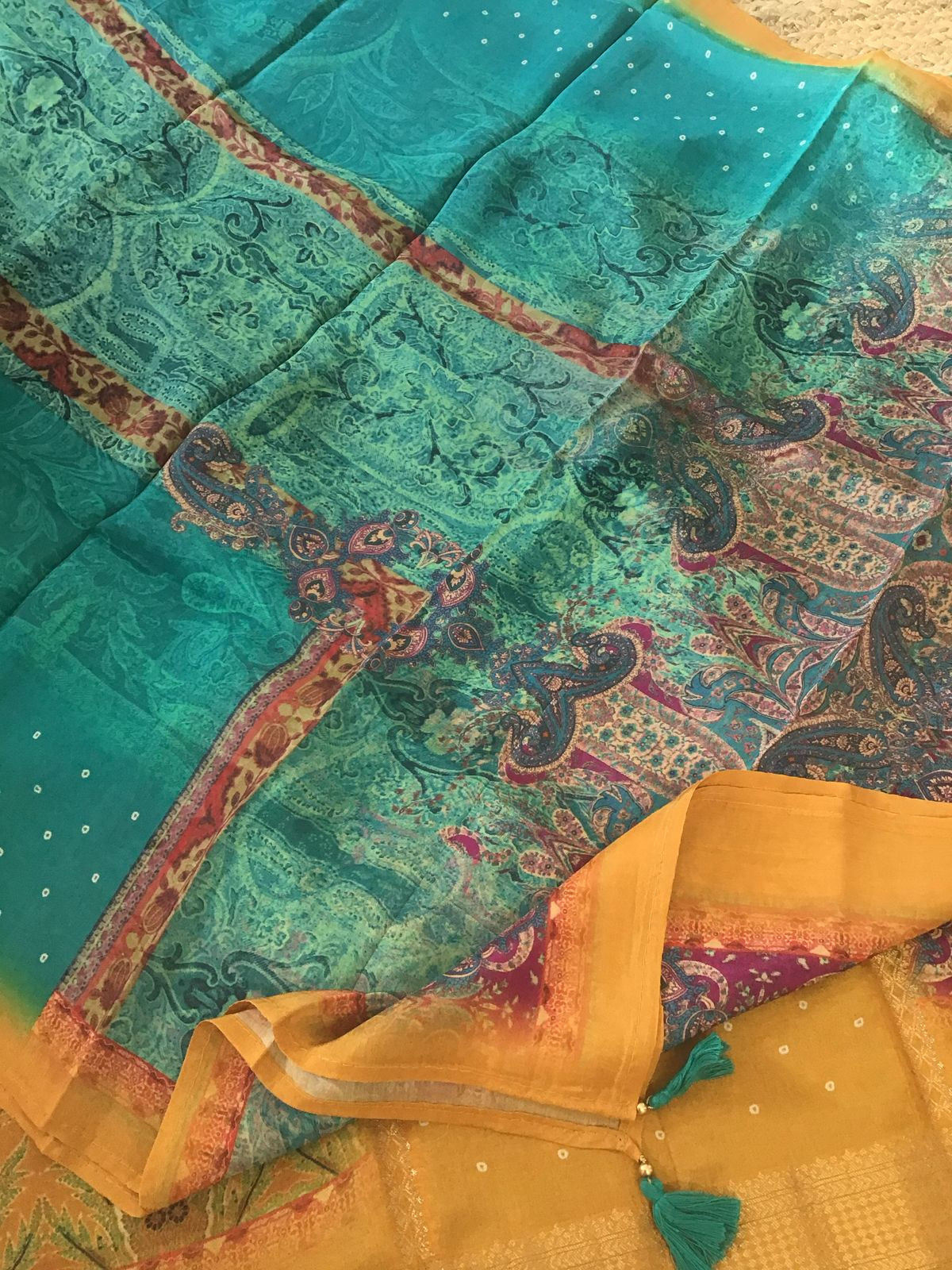 Pure Upada Silk Printed Banarasi Weaved Suit - Blue