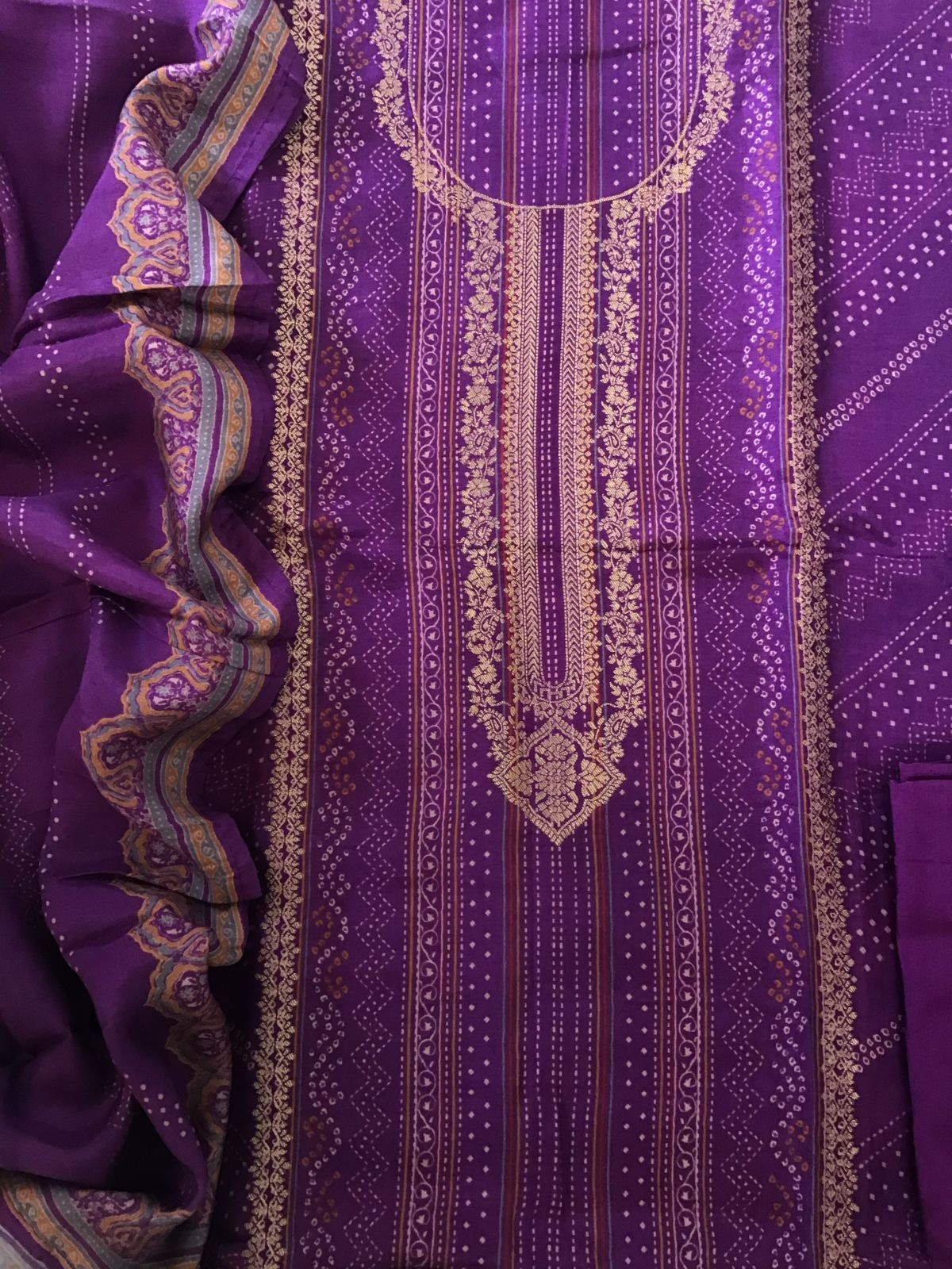 Pure Upada Silk Printed Banarasi Weaved Suit - Purple