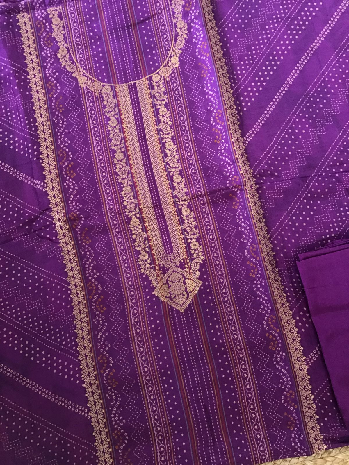 Pure Upada Silk Printed Banarasi Weaved Suit - Purple