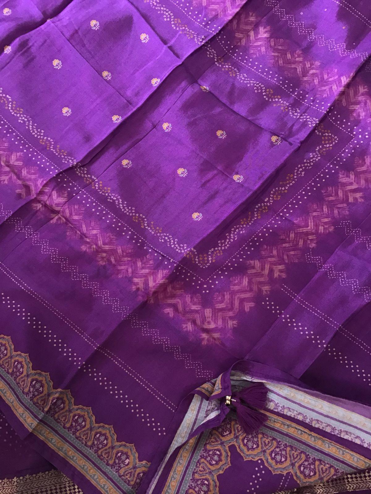 Pure Upada Silk Printed Banarasi Weaved Suit - Purple