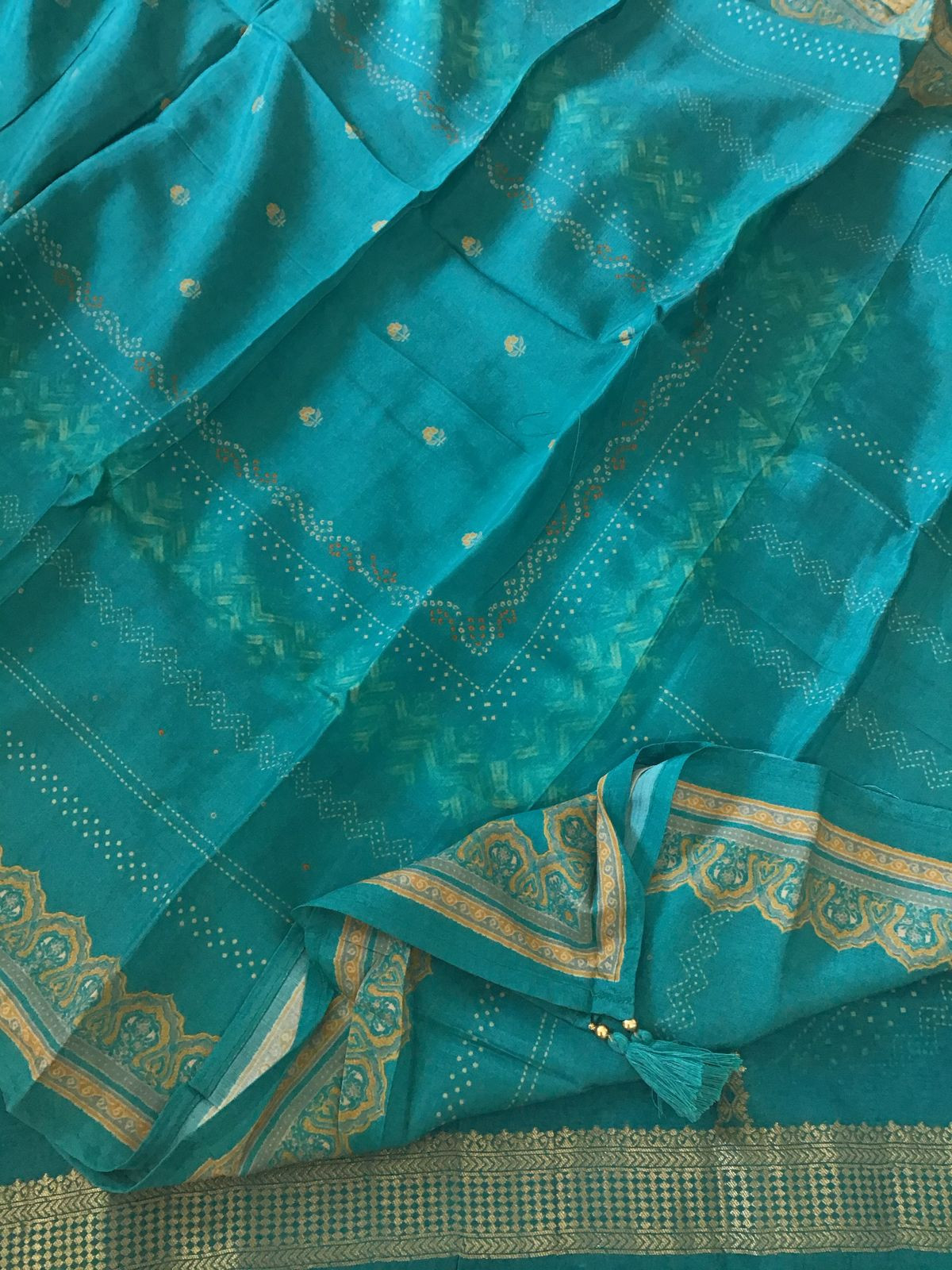 Pure Upada Silk Printed Banarasi Weaved Suit - Blue