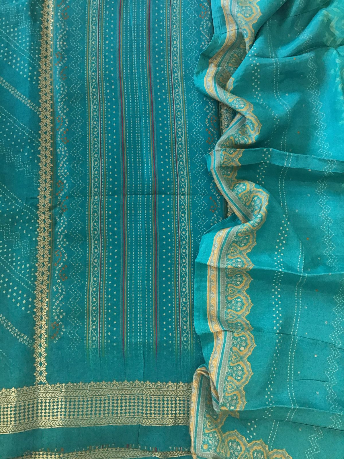 Pure Upada Silk Printed Banarasi Weaved Suit - Blue