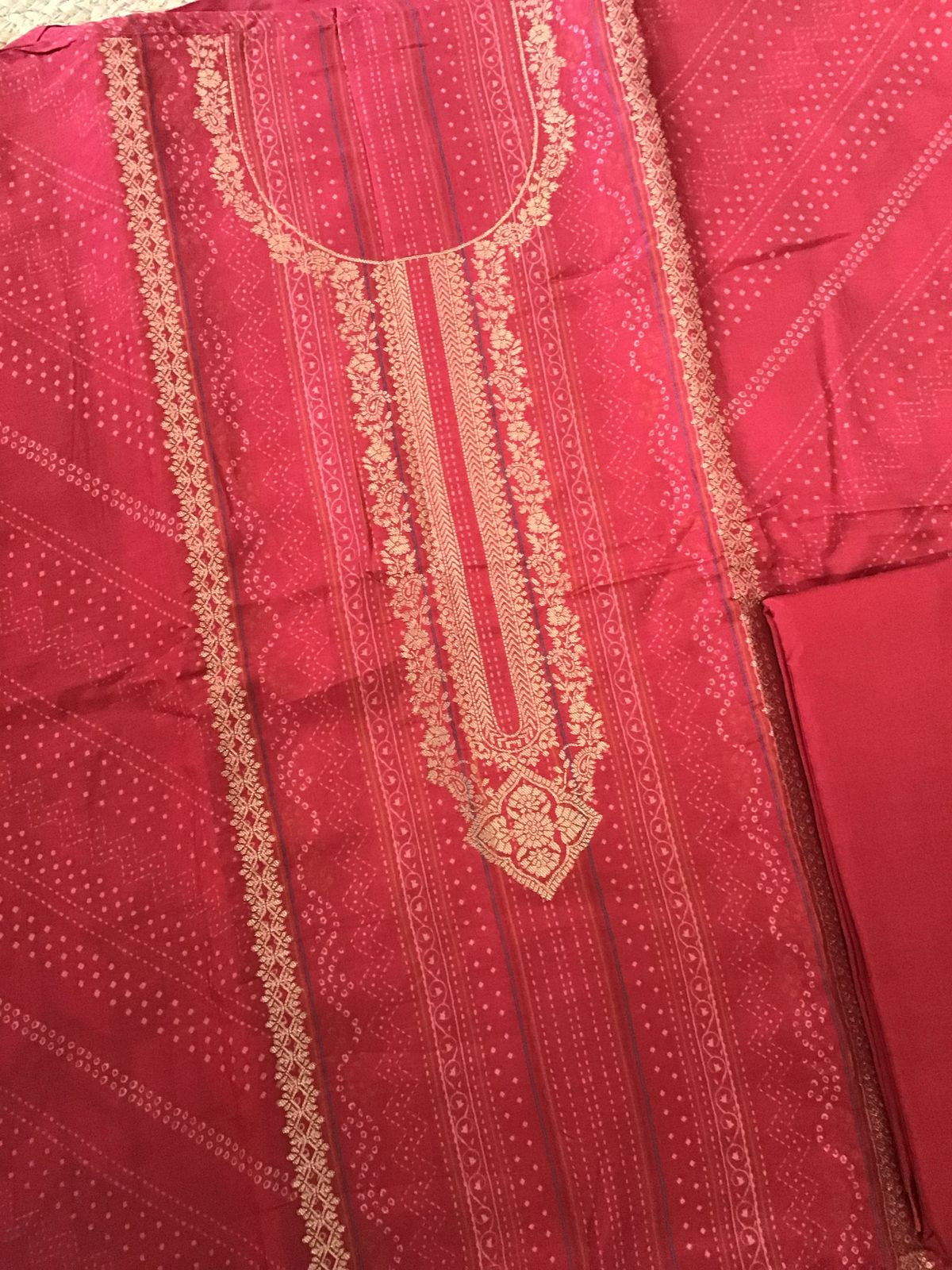 Pure Upada Silk Printed Banarasi Weaved Suit - Red