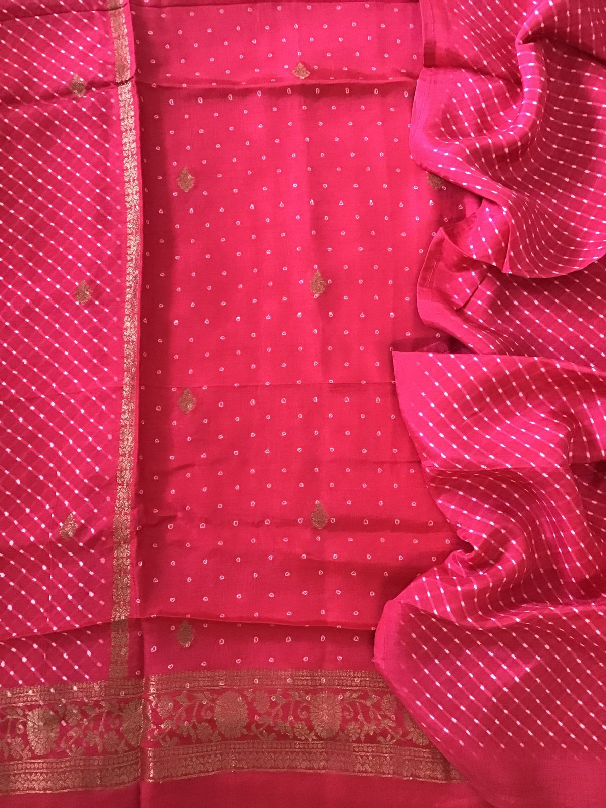 Pure Upada Silk Printed Banarasi Weaved Suit - Pink