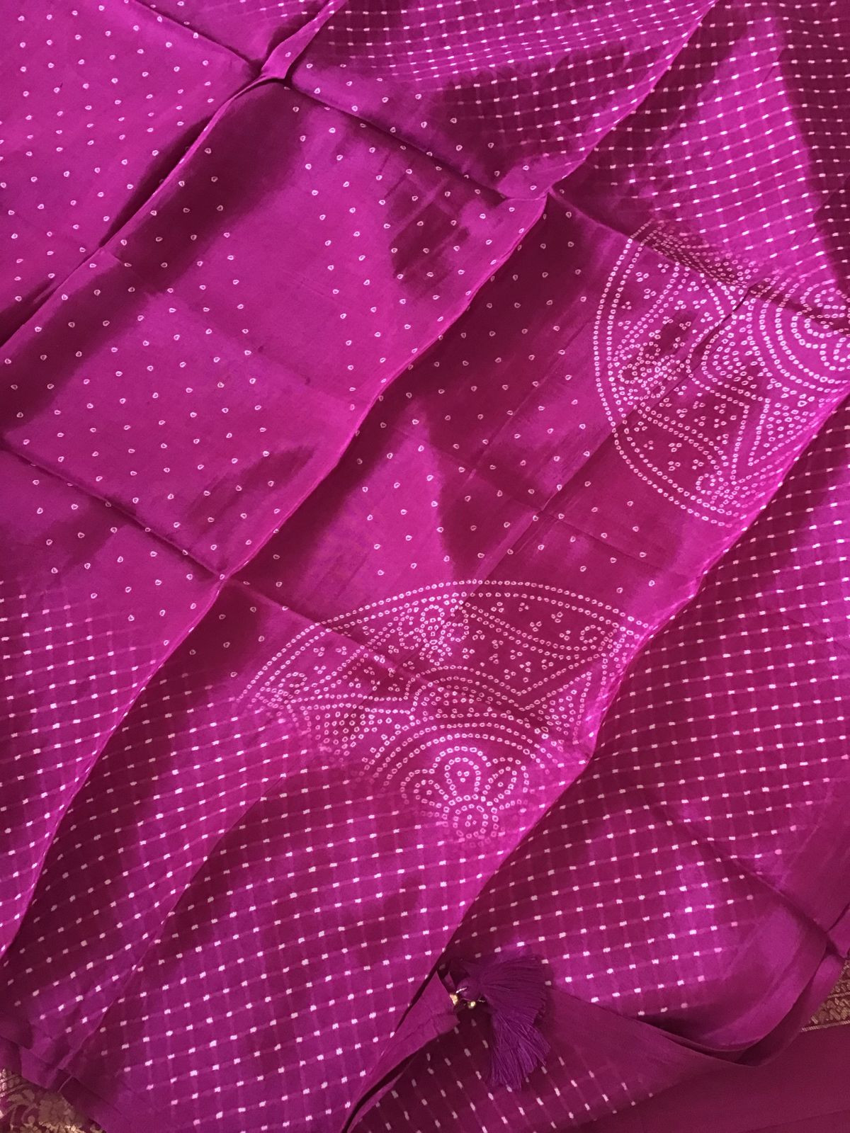 Pure Upada Silk Printed Banarasi Weaved Suit - Magenta