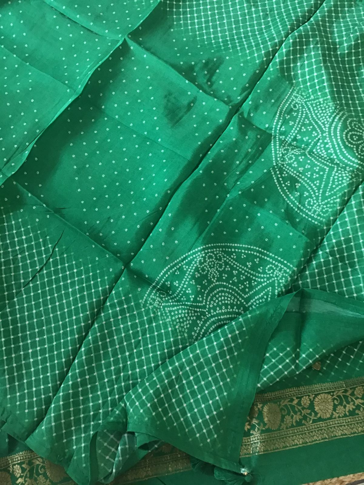 Pure Upada Silk Printed Banarasi Weaved Suit - Green