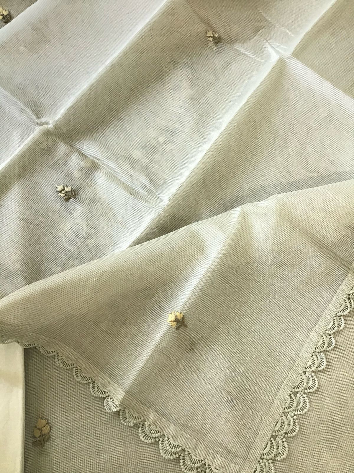 Soft Fine Supernet Embroidered Suit - Beige