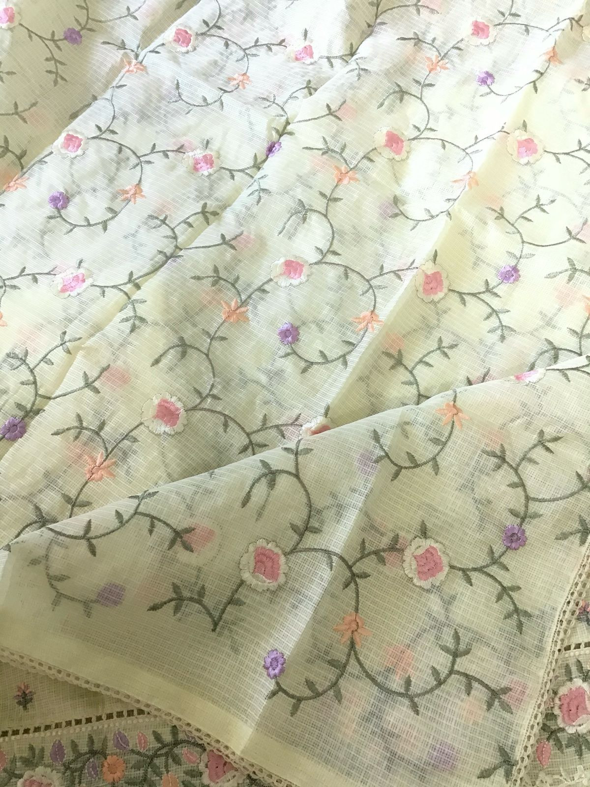 Soft Kota Silk Embroidered Suit - Yellow