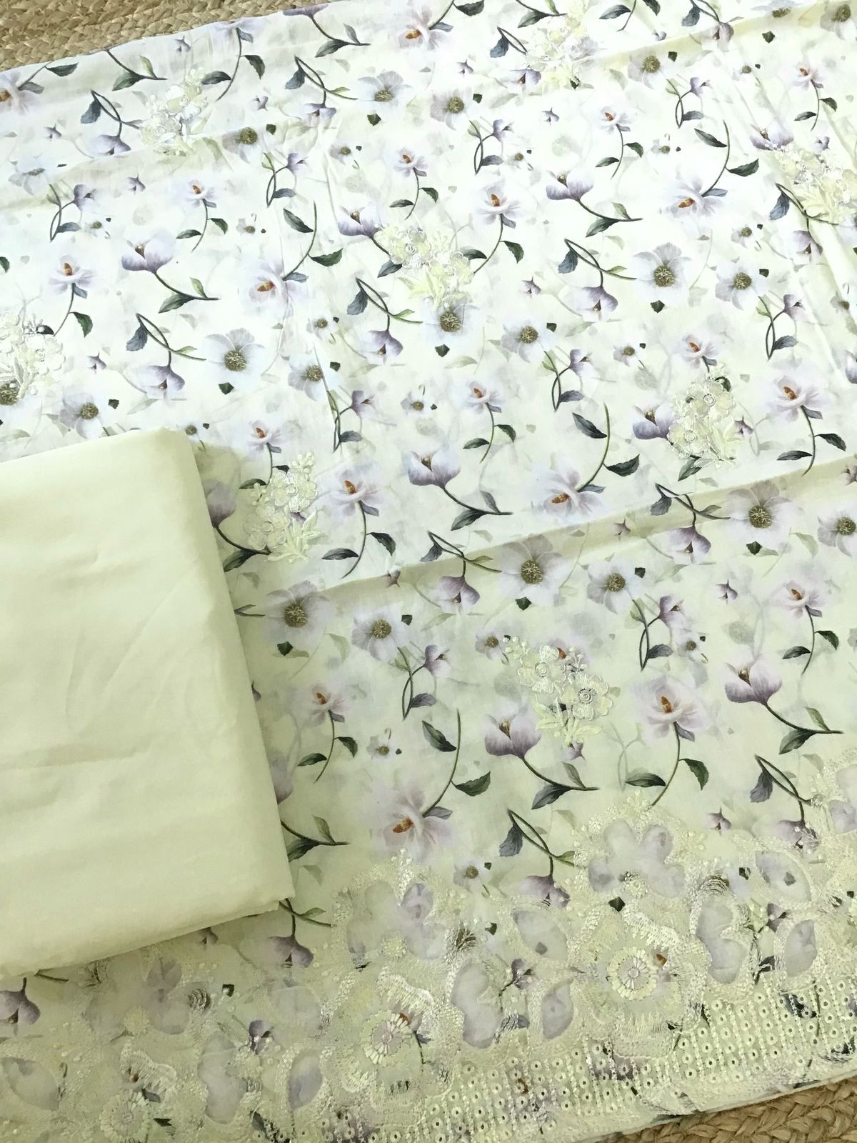 Pure Cotton Printed Embroidered Suit - Yellow