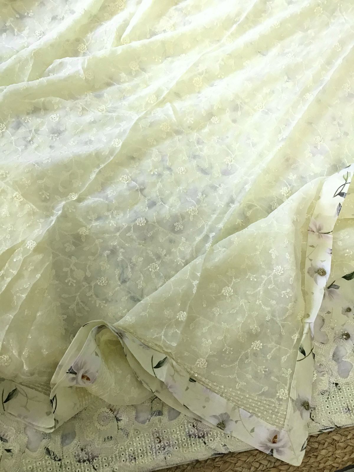 Pure Cotton Printed Embroidered Suit - Yellow