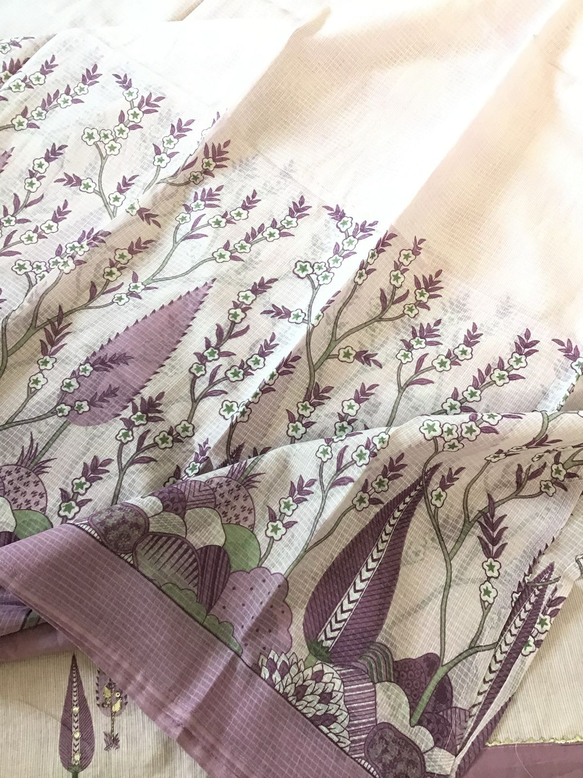 Pure Cotton Printed Embroidered Suit - Lavender