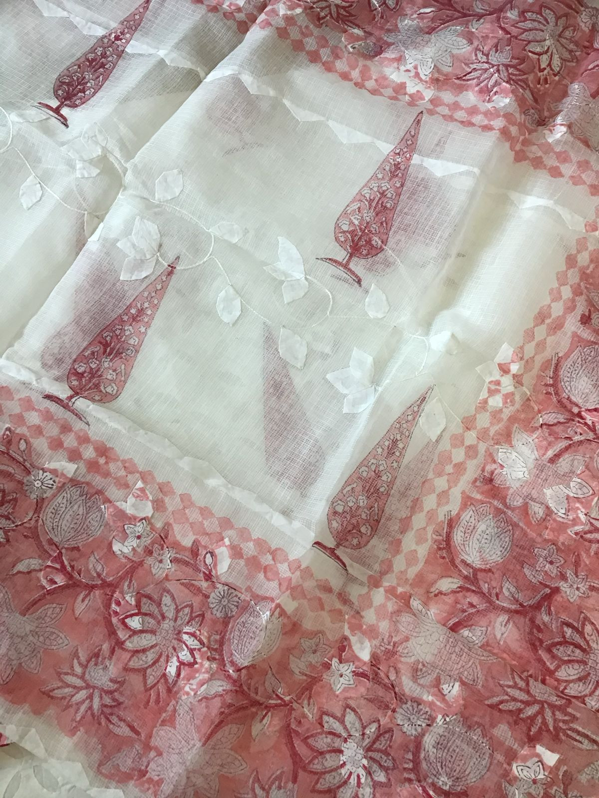 Pure Cotton Printed Embroidered Suit - White