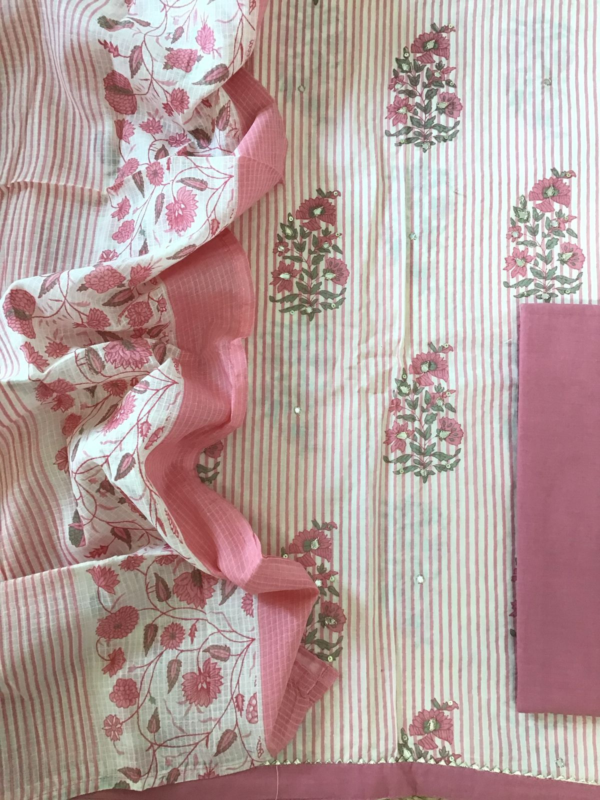 Pure Cotton Printed Embroidered Suit - Pink