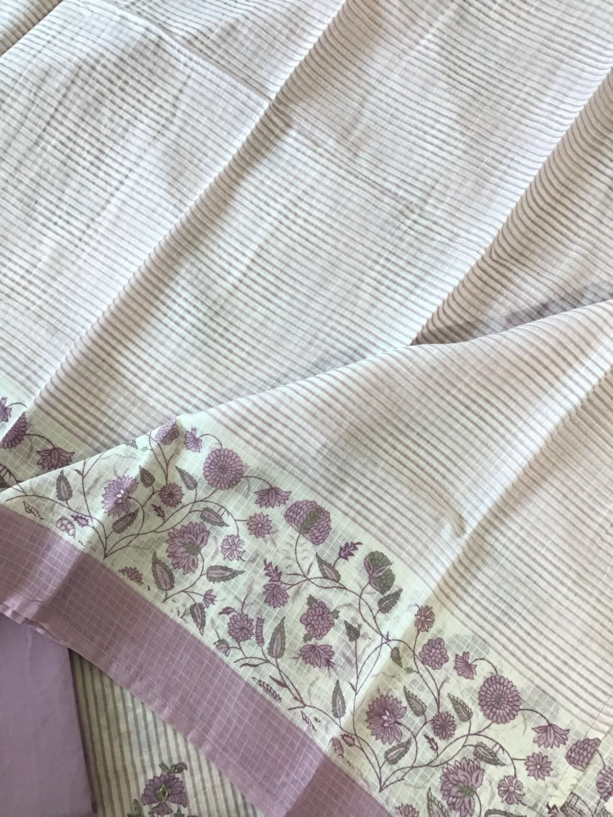 Pure Cotton Printed Embroidered Suit - Lavender