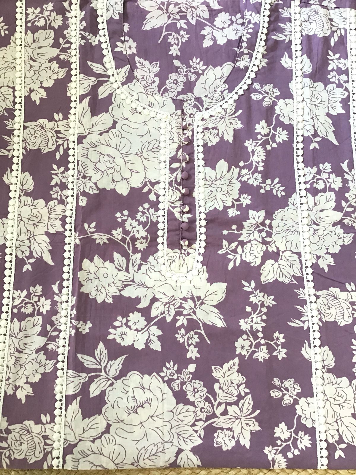 Pure Cotton Printed Embroidered Suit - Lavender