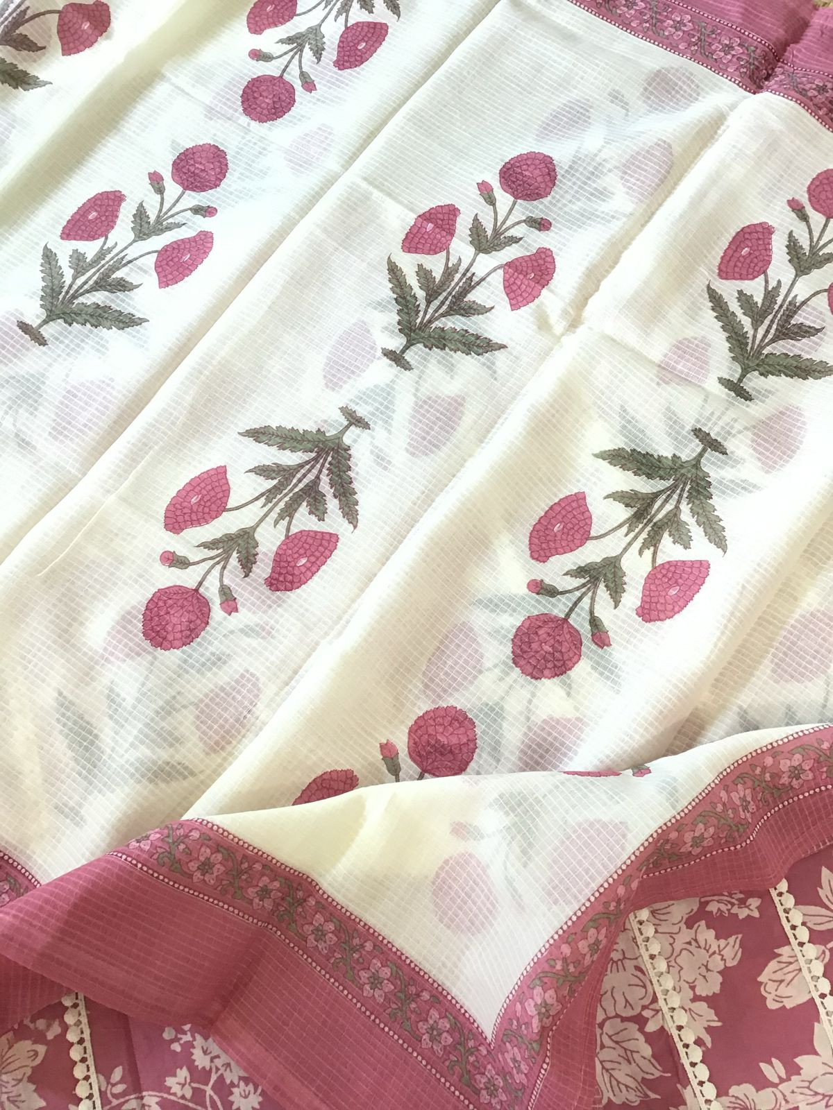 Pure Cotton Printed Embroidered Suit - Pink