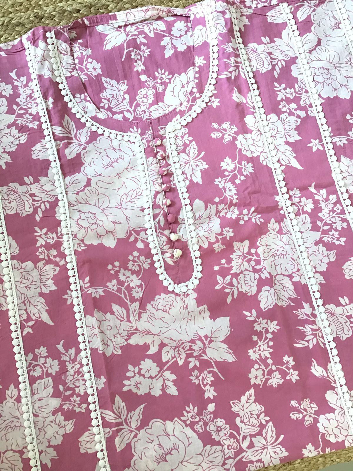 Pure Cotton Printed Embroidered Suit - Pink