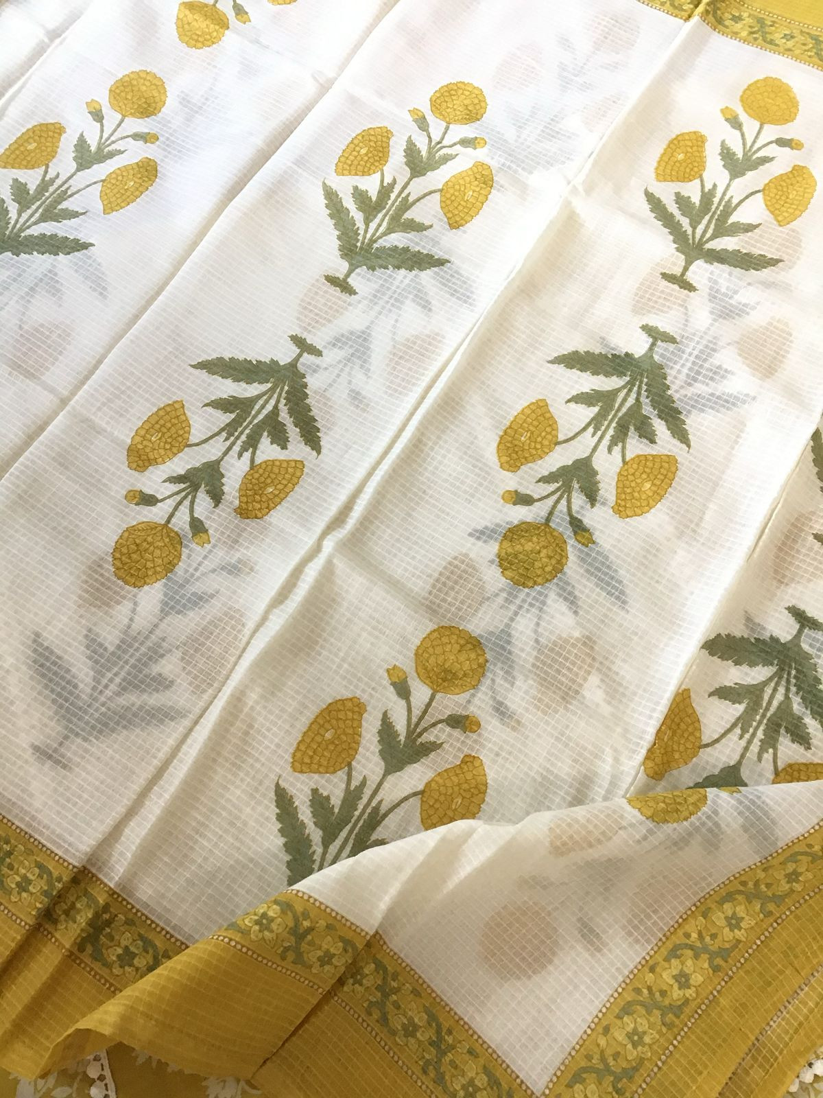 Pure Cotton Printed Embroidered Suit - Yellow