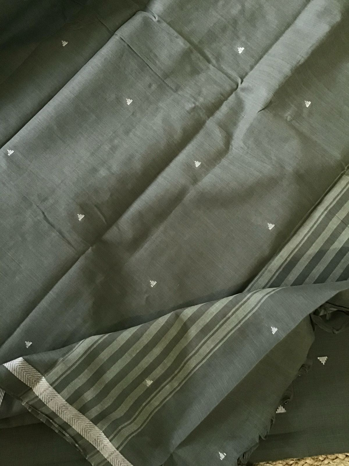 Pure Handloom Cotton Self Weaved Suit - Green