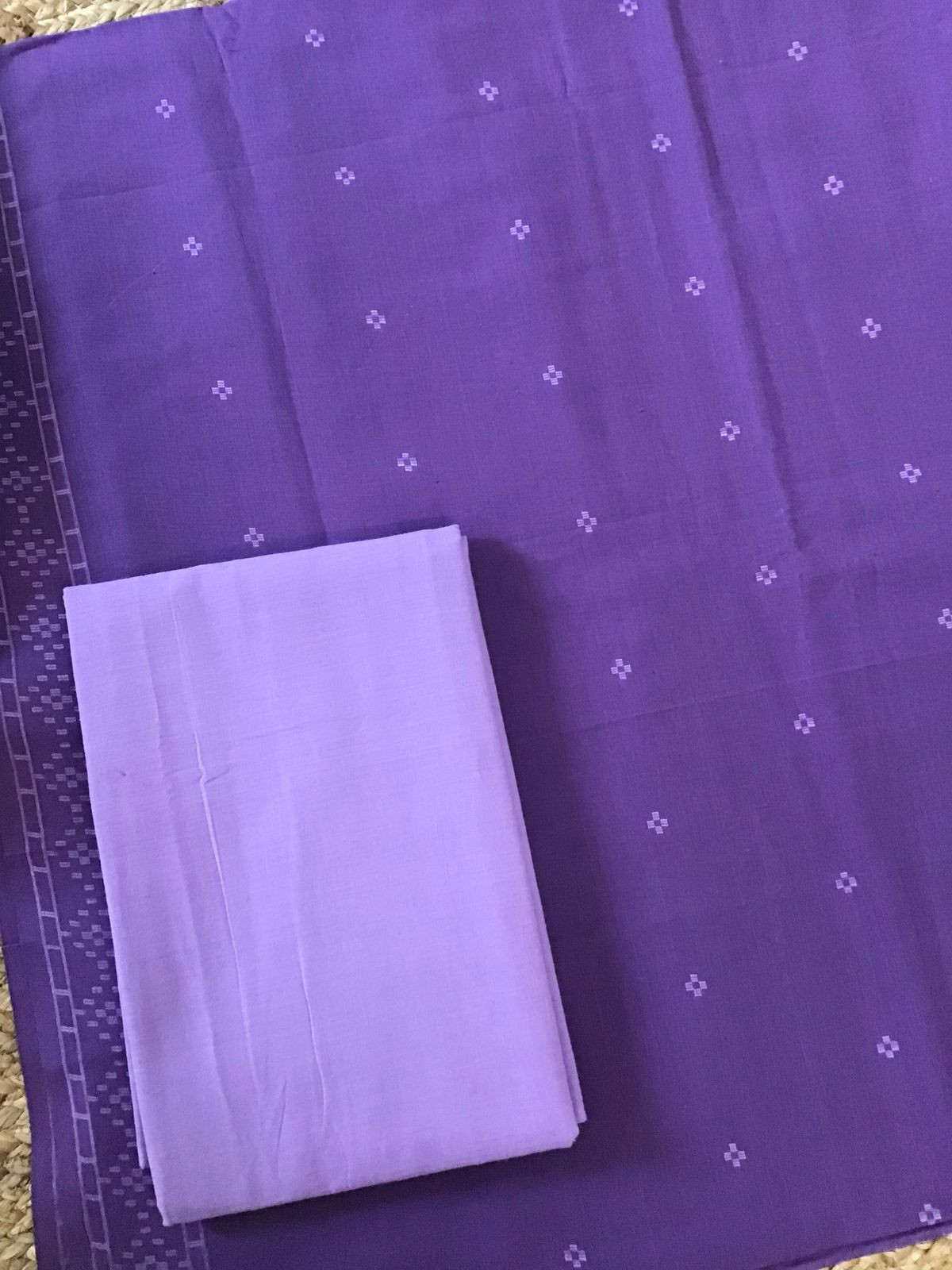 Pure Handloom Cotton Self Weaved Suit - Purple