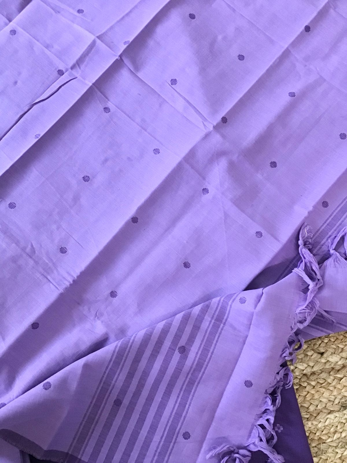 Pure Handloom Cotton Self Weaved Suit - Purple