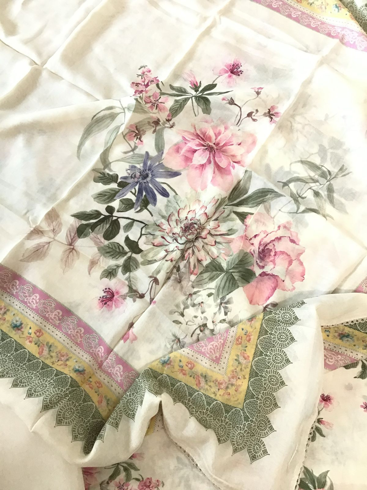 Pure Muslin Printed Embroidered Suit - Off White