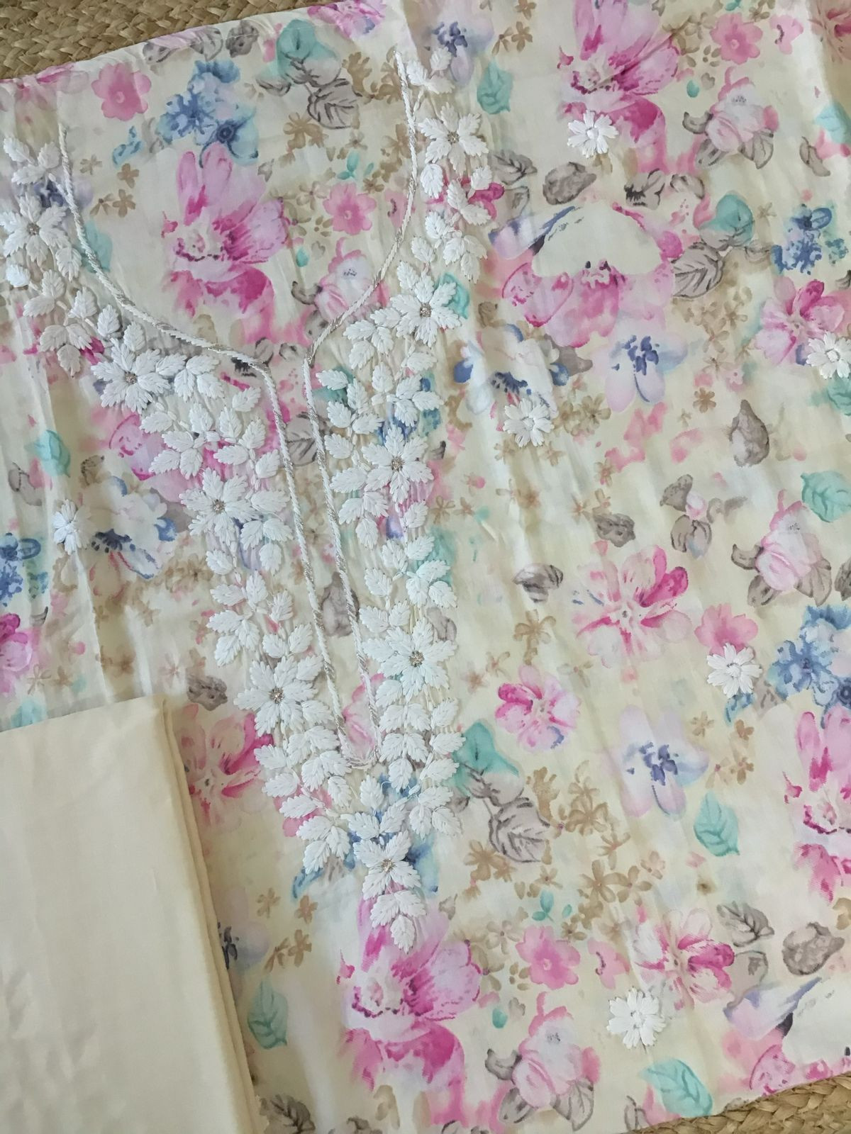 Pure Jaam Cotton Printed Embroidered Suit - Yellow