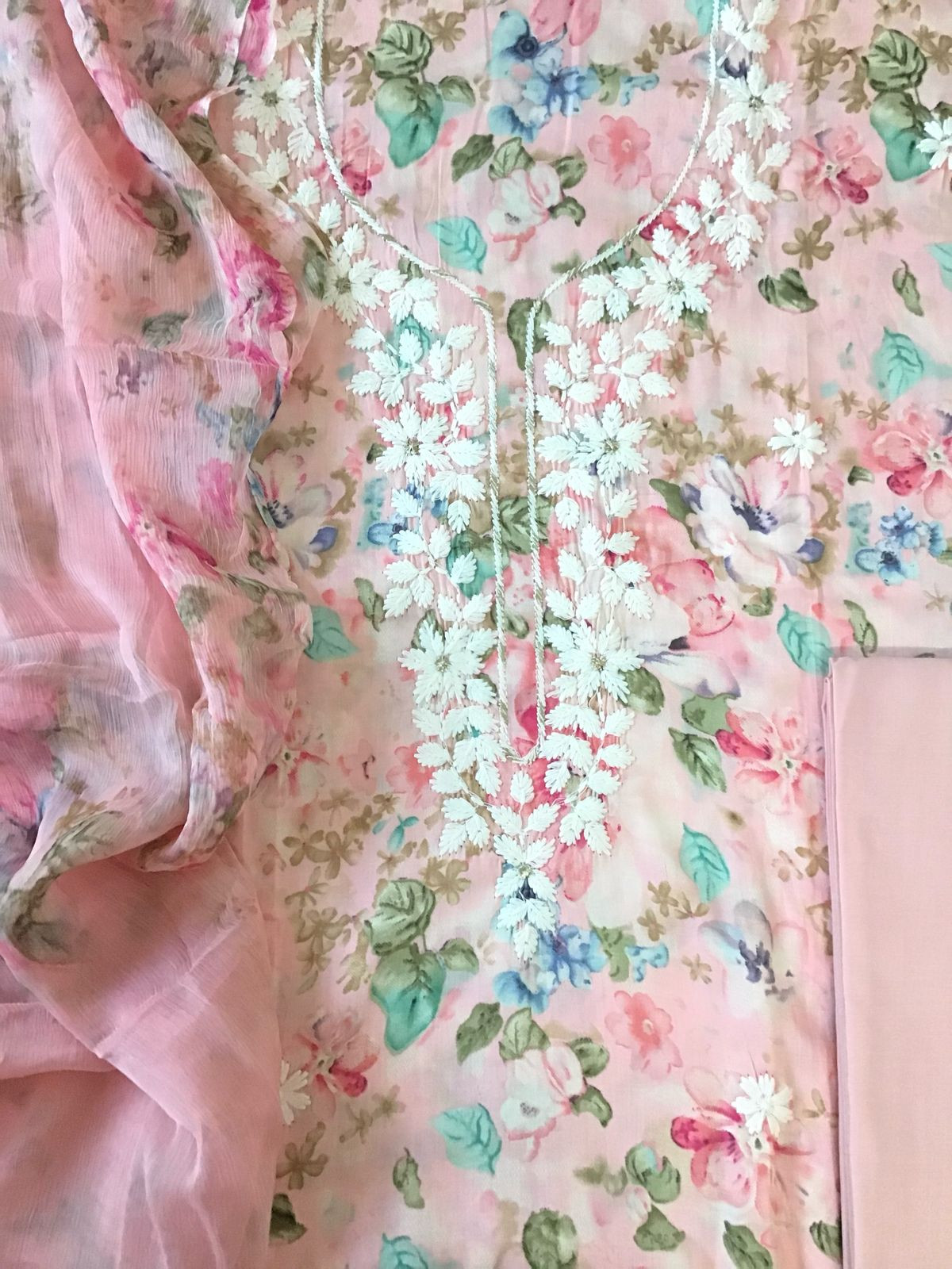 Pure Jaam Cotton Printed Embroidered Suit - Peach