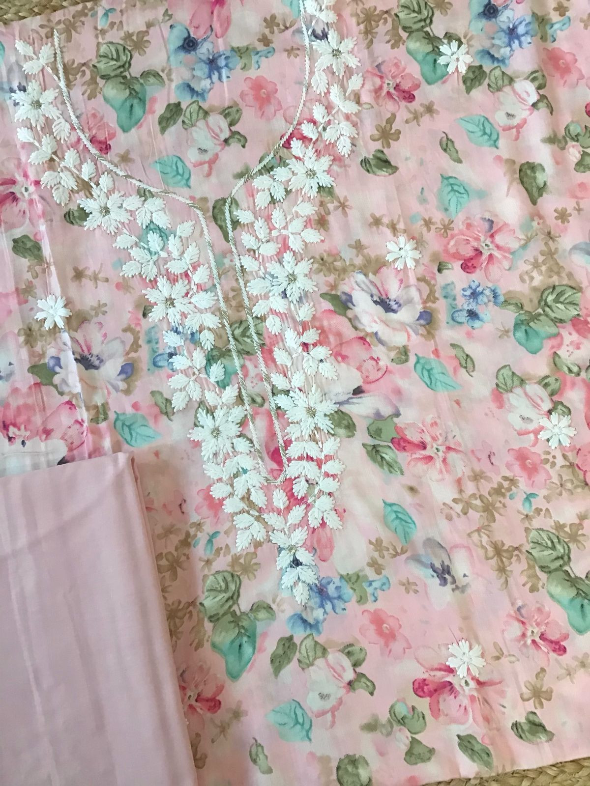 Pure Jaam Cotton Printed Embroidered Suit - Peach