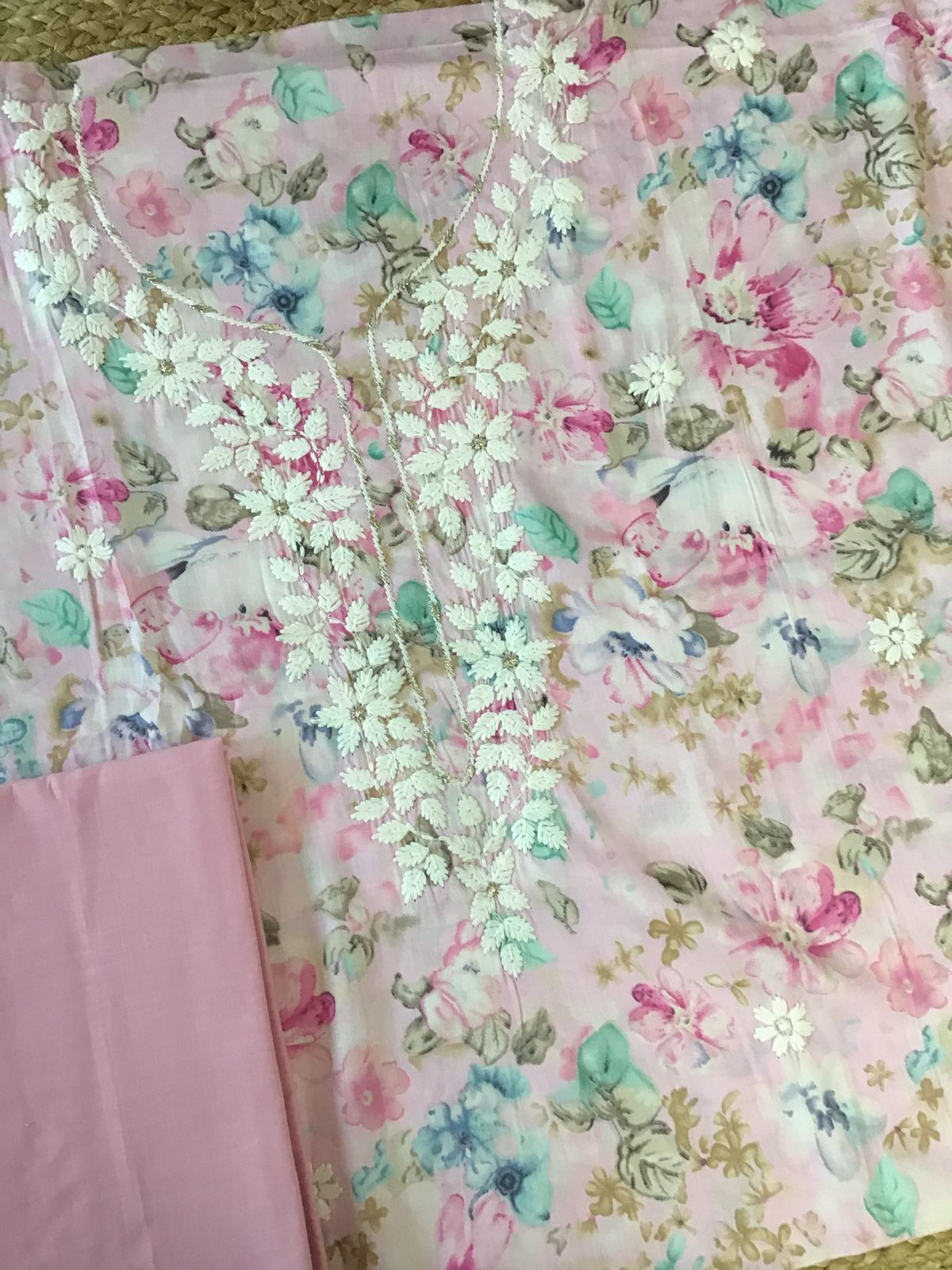 Pure Jaam Cotton Printed Embroidered Suit - Pink