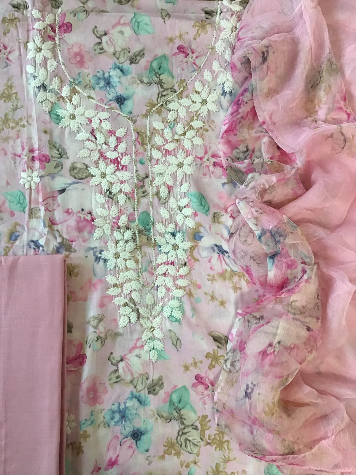 Pure Jaam Cotton Printed Embroidered Suit - Pink