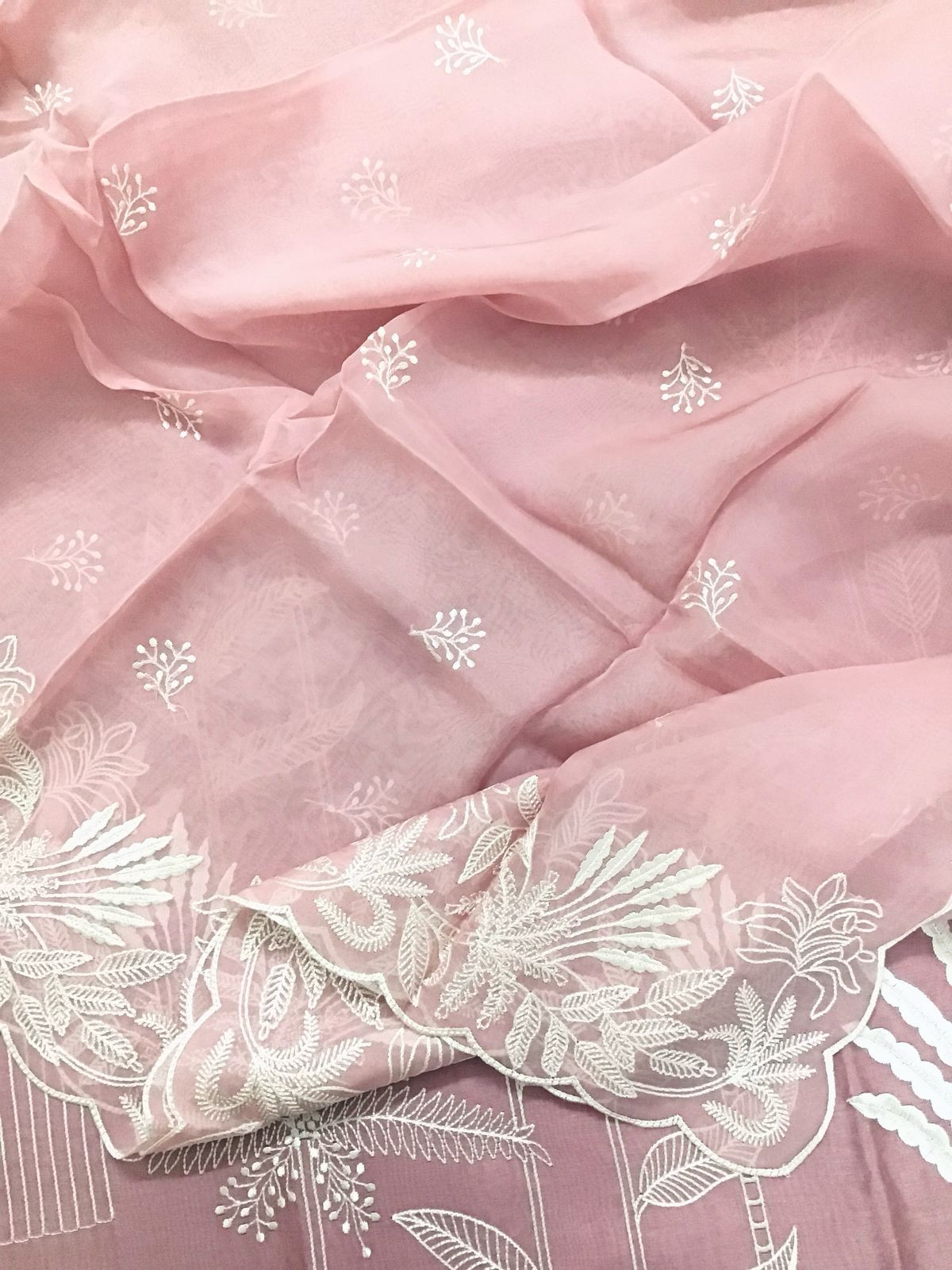Pure Chanderi Embroidered Suit - Pink