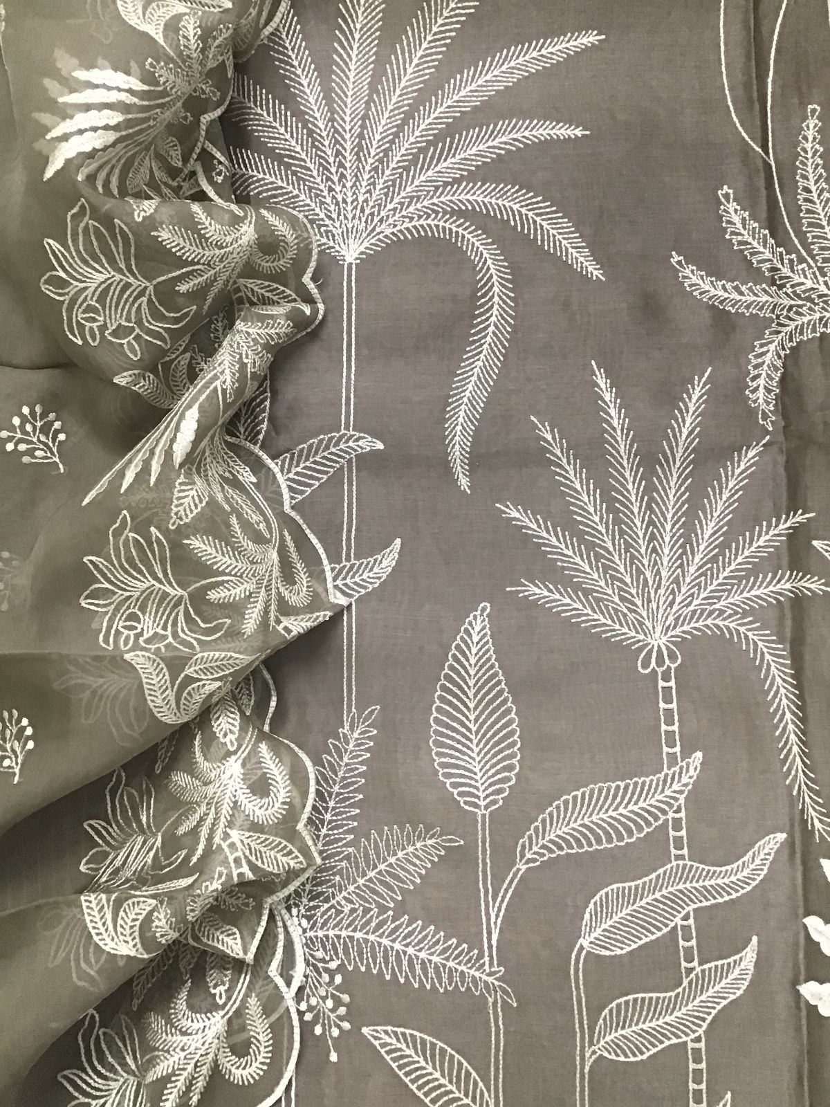 Pure Chanderi Embroidered Suit - Brown