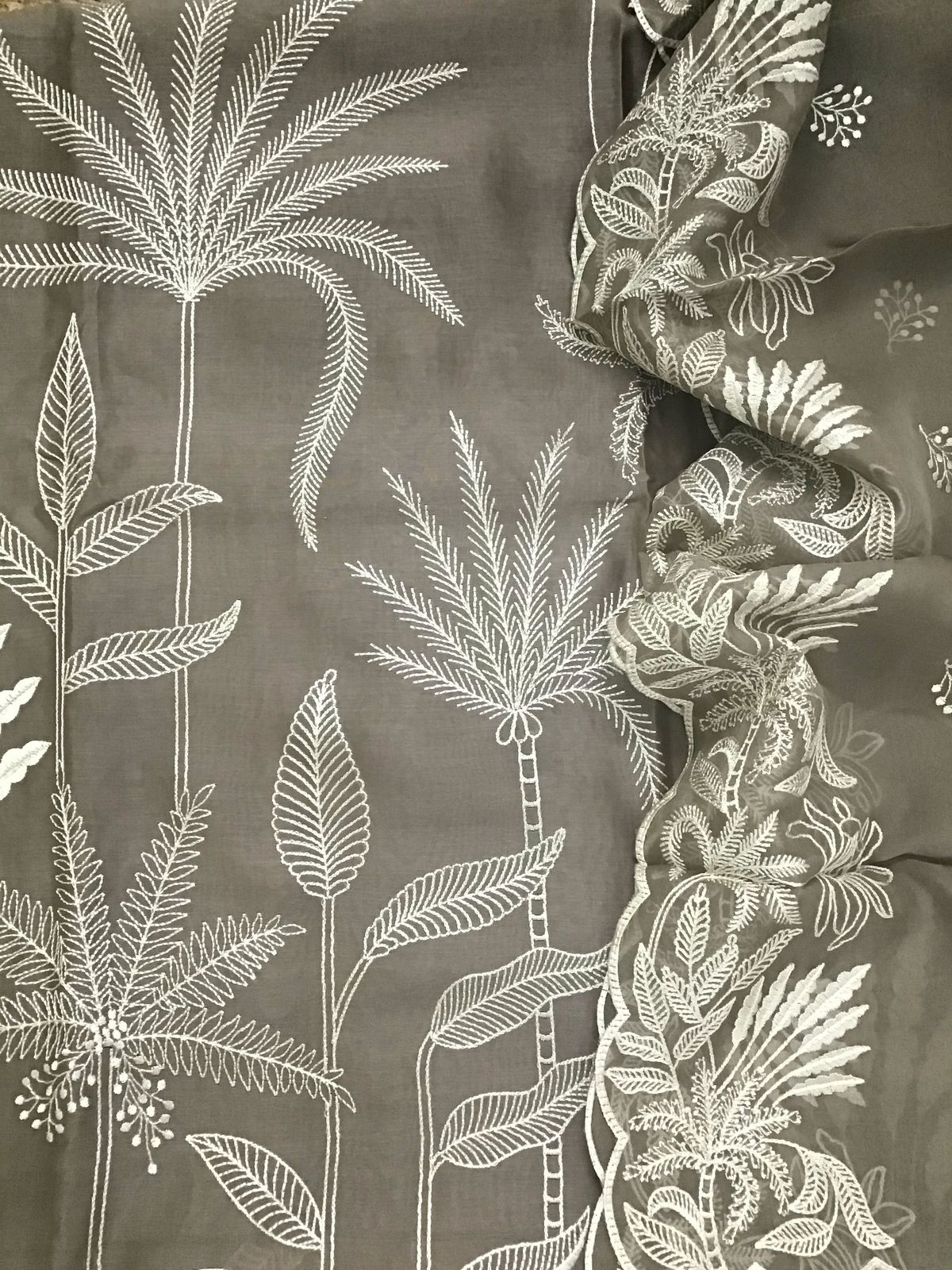 Pure Chanderi Embroidered Suit - Brown