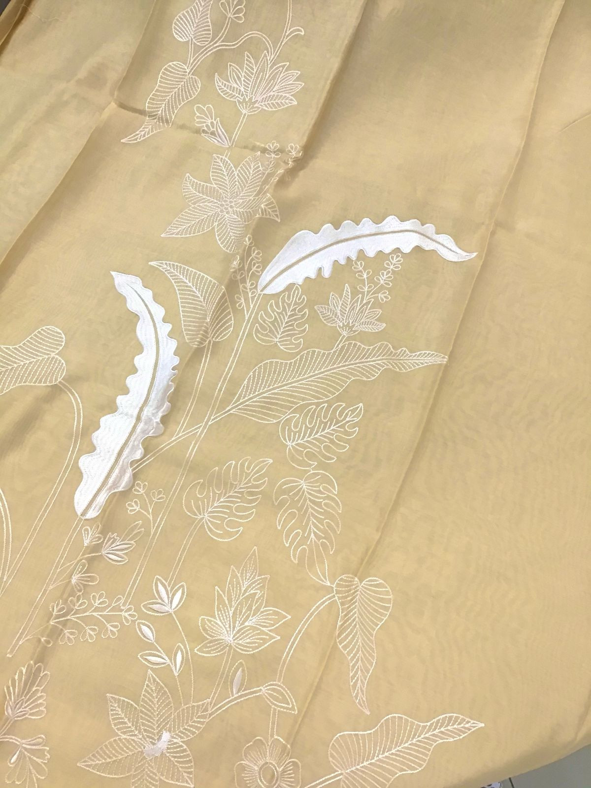 Pure Chanderi Embroidered Suit - Yellow