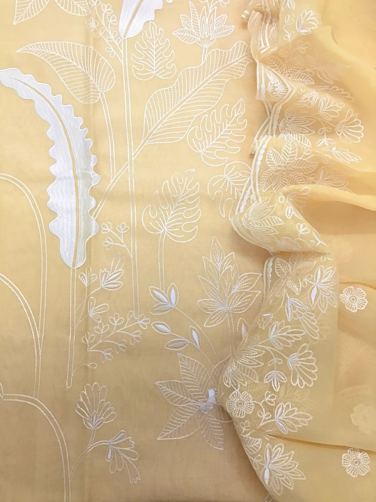 Pure Chanderi Embroidered Suit - Yellow