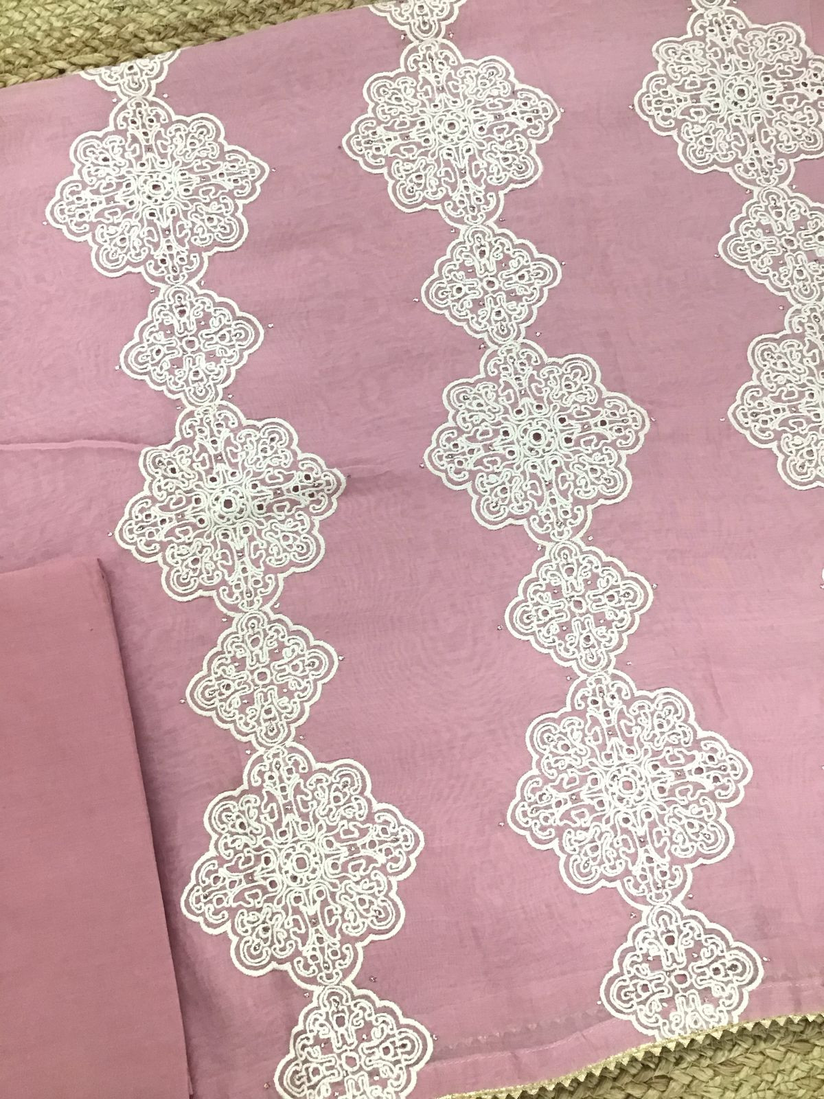 Pure Chanderi Embroidered Suit - Pink