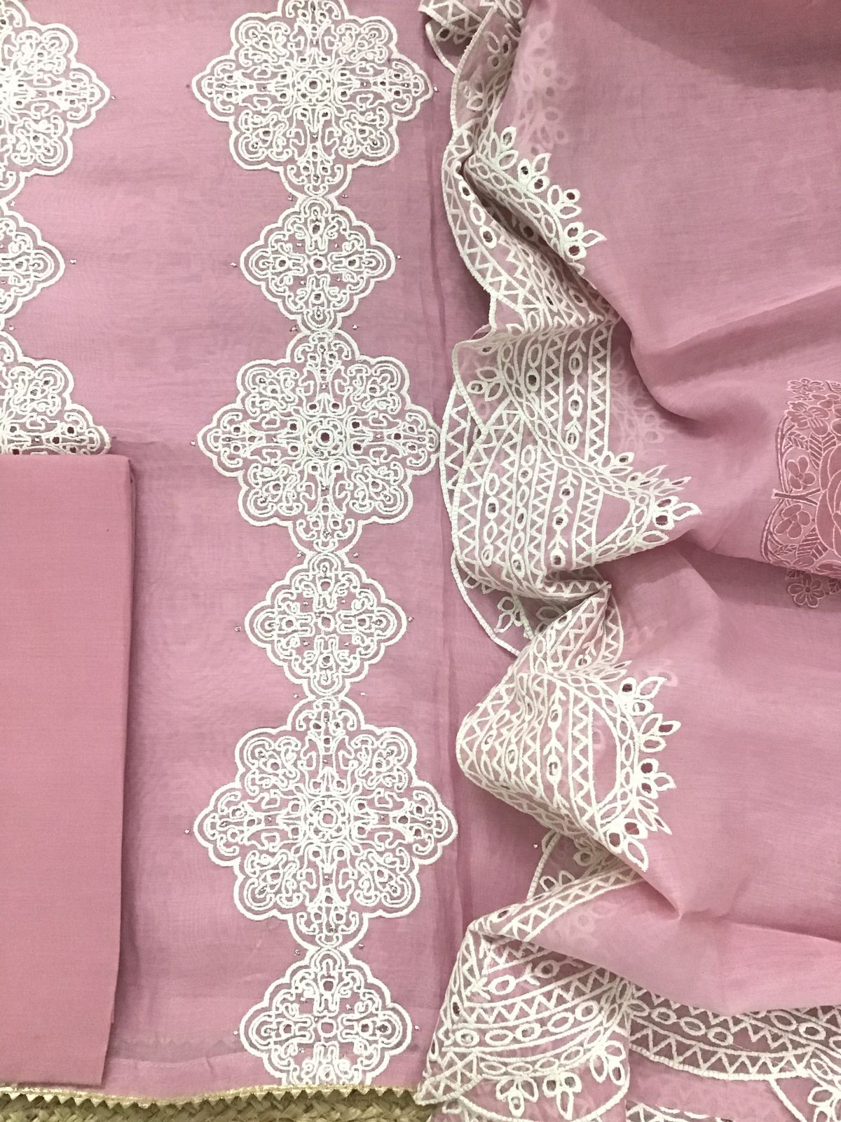 Pure Chanderi Embroidered Suit - Pink
