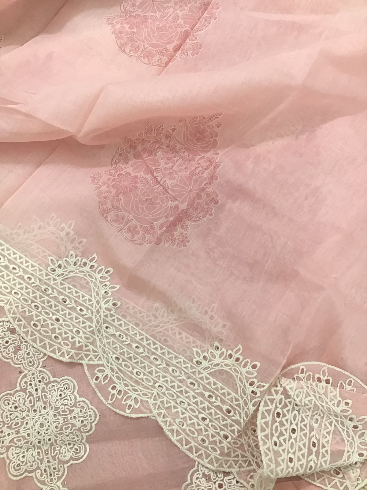 Pure Chanderi Embroidered Suit - Baby Pink