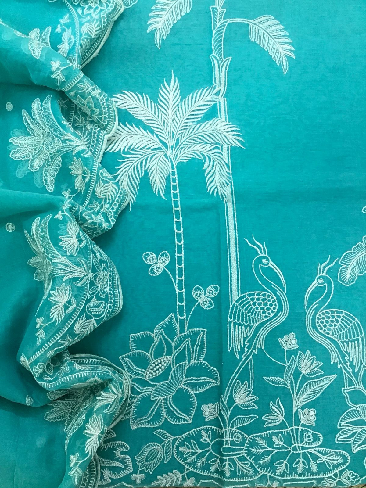 Pure Chanderi Embroidered Suit - Blue