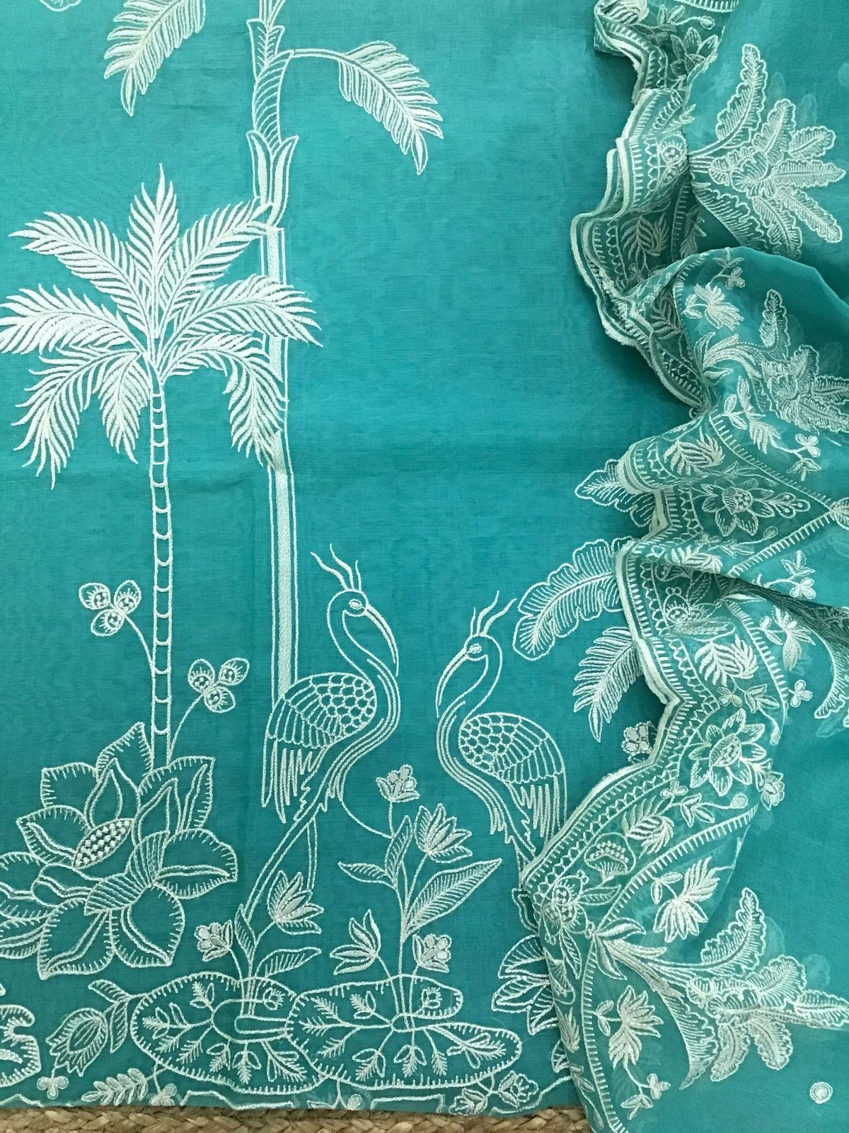 Pure Chanderi Embroidered Suit - Blue