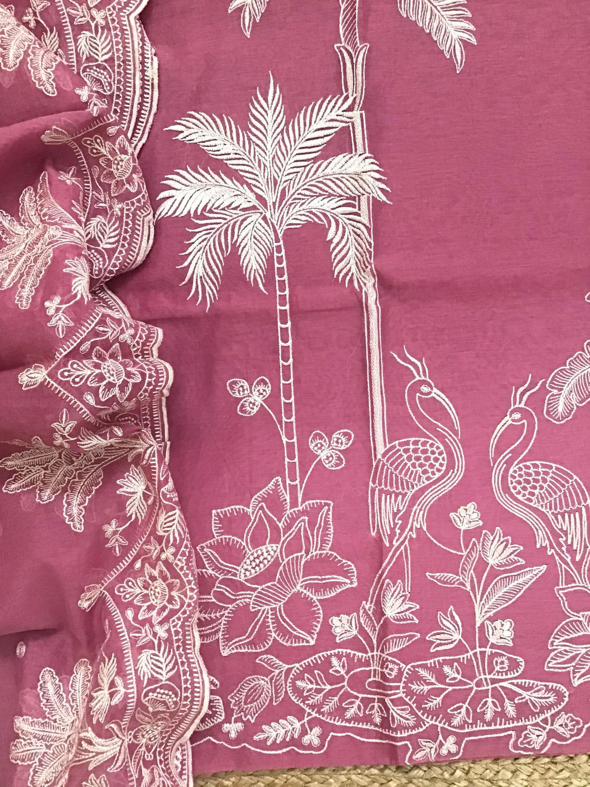 Pure Chanderi Embroidered Suit - Pink