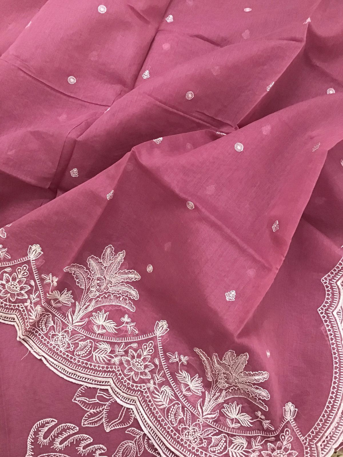 Pure Chanderi Embroidered Suit - Pink