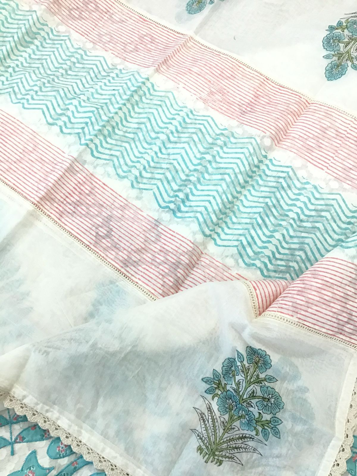 Pure Chanderi Printed Embroidered Self Weaved Suit - Offwhite