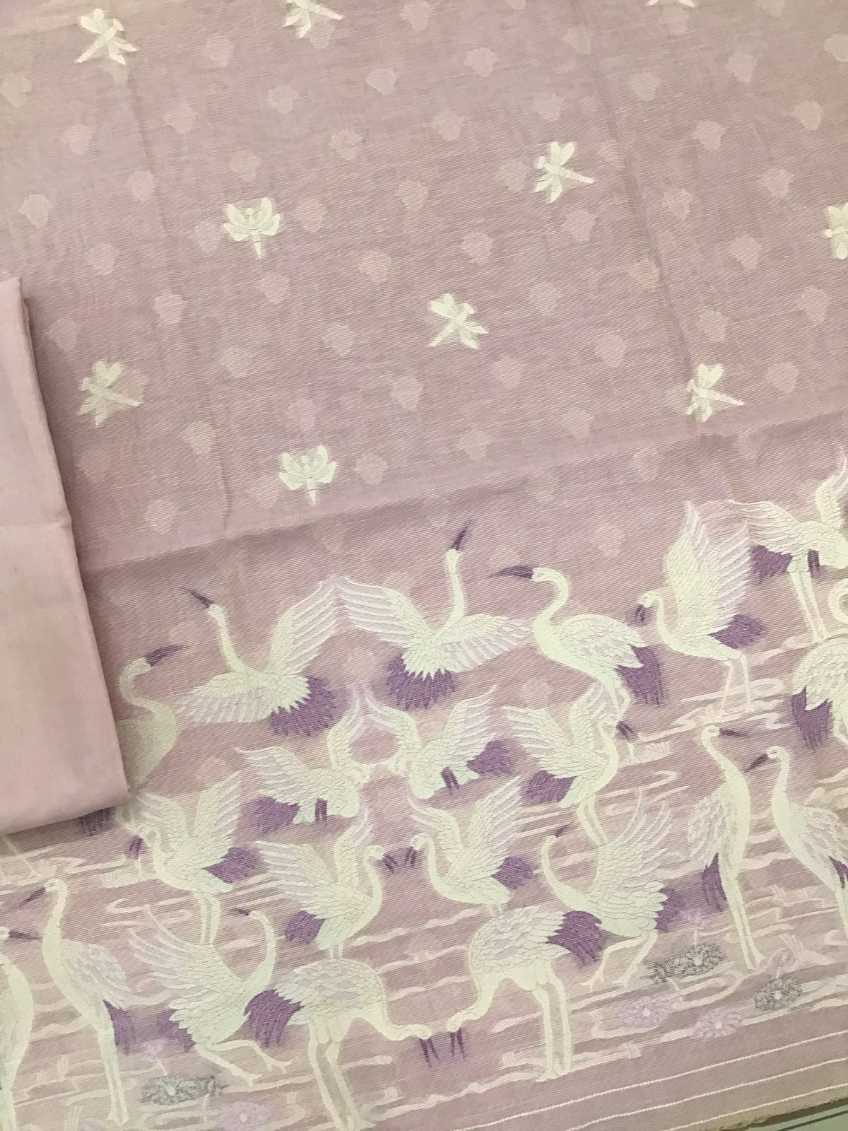 Soft Chanderi Jamdani Weaved Suit - Lilac