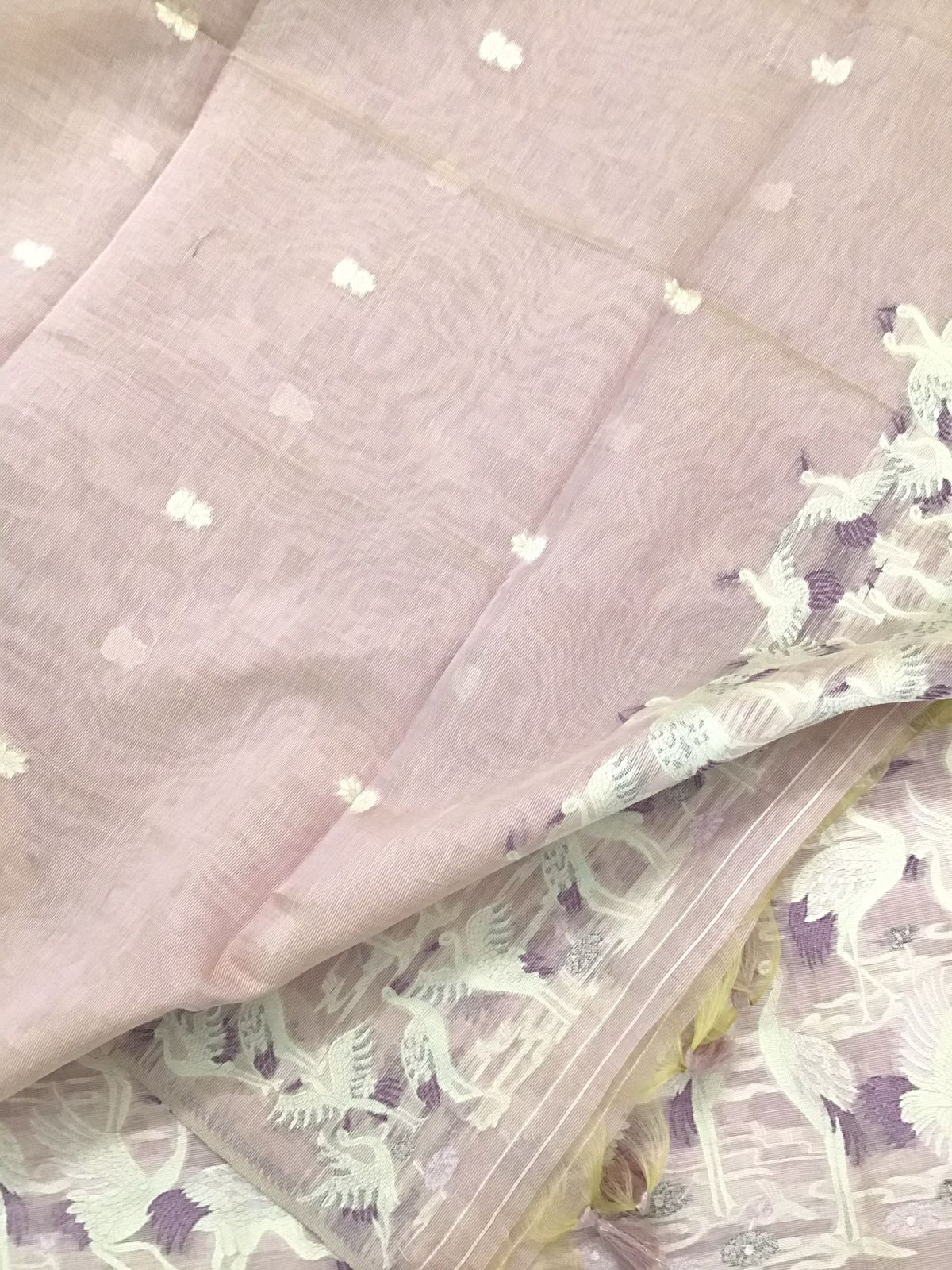 Soft Chanderi Jamdani Weaved Suit - Lilac