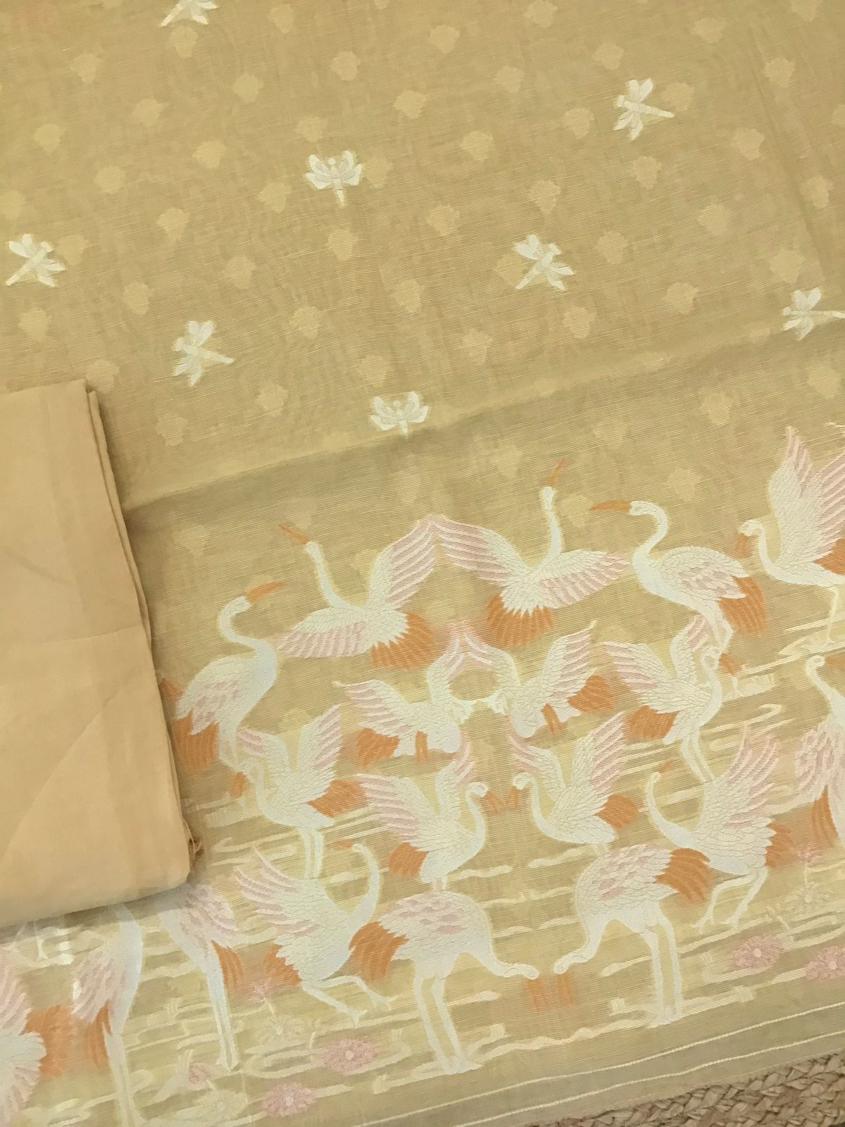 Soft Chanderi Jamdani Weaved Suit - Yellow