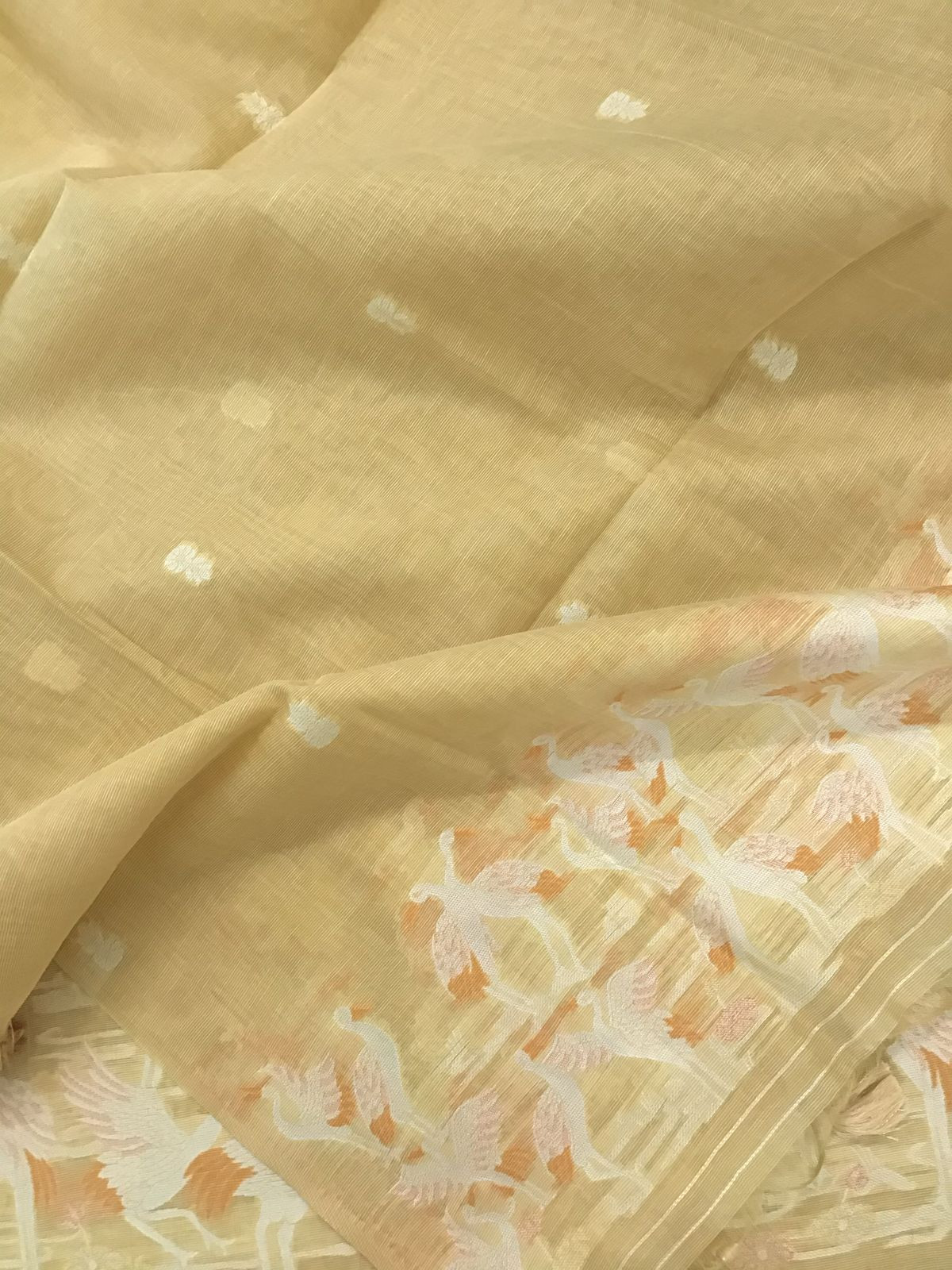 Soft Chanderi Jamdani Weaved Suit - Yellow