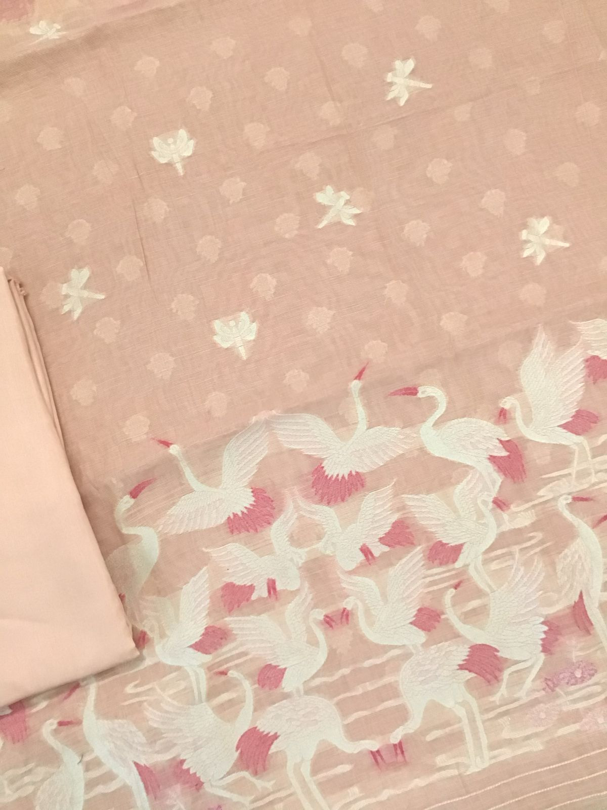 Soft Chanderi Jamdani Weaved Suit - Peach